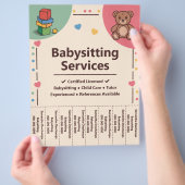 Babysitting-Dienstleistungen Abriss-Streifen Flyer (Hand)