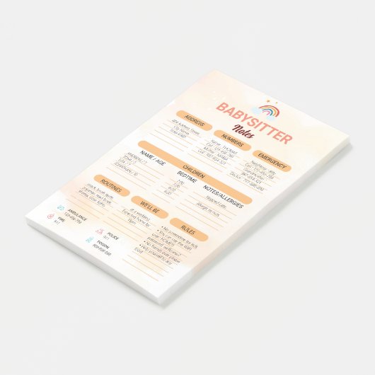 Babysitting | Hinweis für Babysitter Post-it Klebezettel (angewinkelt)