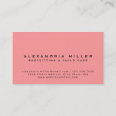 Babysitting Kinderbetreuung | Schwarz/Rosa Visitenkarte (Rückseite)