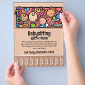 Babysitting Kinderbetreuung Werbeartikel Flyer (Hand)
