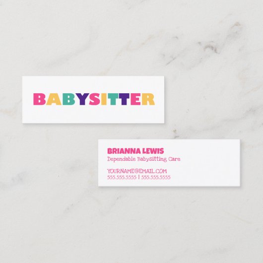 Babysitting Mini Visitenkarte (Vorne/Hinten)