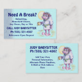 Babysitting oder Haushalts-Aufgaben Visitenkarte (Vorne/Hinten)