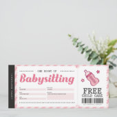 Babysitting Pink Gutschein Gutschein Einladung (Stehend Vorderseite)