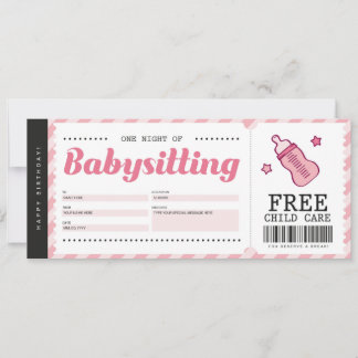 Babysitting Pink Gutschein Gutschein Einladung