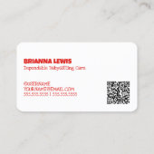 Babysitting QR Visitenkarte (Rückseite)