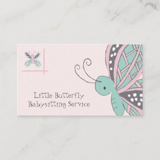 Babysitting Service Butterfly Business Card Visitenkarte (Vorderseite)