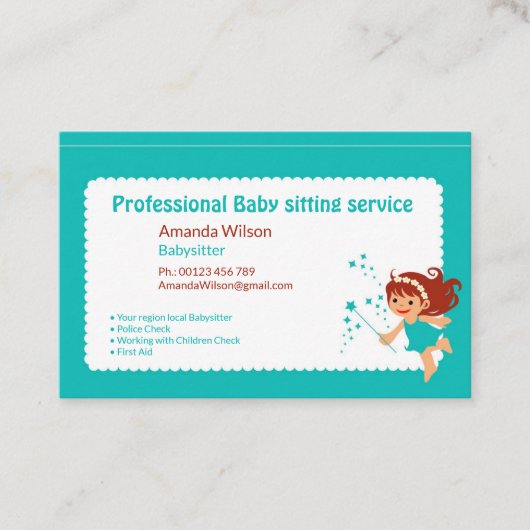 Babysitting-Service Visitenkarte (Vorderseite)