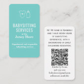 Babysitting Services am QR-Code der Jersey Shore Visitenkarte (Vorne/Hinten)