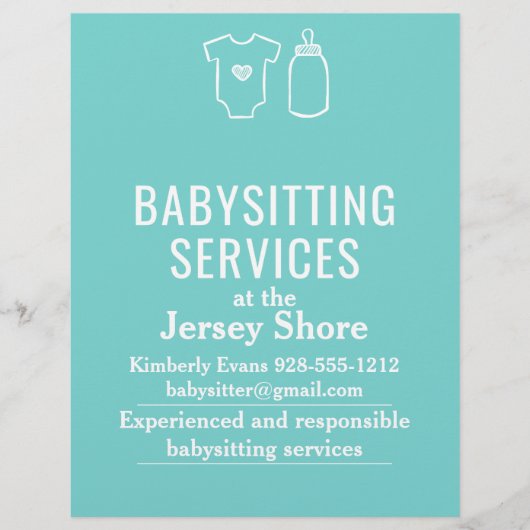 Babysitting Services an der Jersey Shore Flyer (Vorne)
