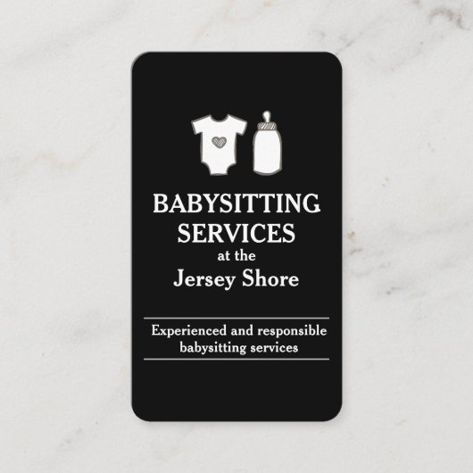 Babysitting Services im Jersey Shore Black Visitenkarte (Vorderseite)