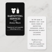 Babysitting Services im Jersey Shore Black Visitenkarte (Vorne/Hinten)