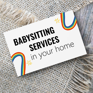 Babysitting Services in Zuhause, lustiger Regenbog Visitenkarte