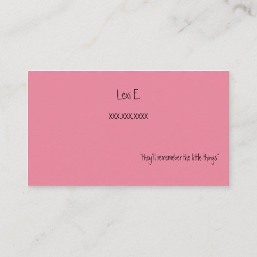 Babysitting Visitenkarte (Rückseite)