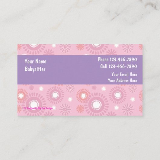 Babysitting-Visitenkarten Visitenkarte (Rückseite)