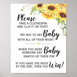 Babyspiel Babydusche Sonnenblumen Schild