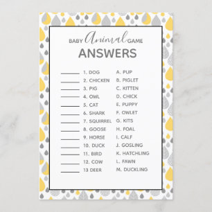 Babyspiele Baby Dusche grau/gelb Einladung