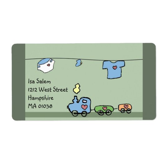 Babyspielzeug - Babyduschetikett für Junge und Mäd (Vorne)