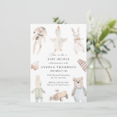 Babyspielzeug | Vintage Babydusche Einladung (Stehend Vorderseite)