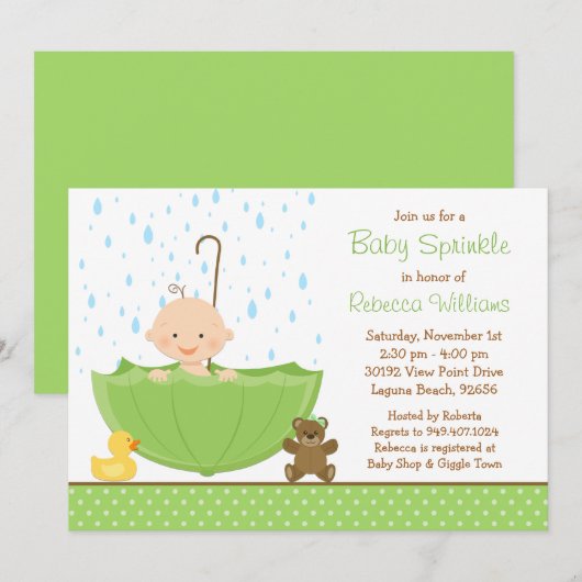 Babysprinkle Dusche Einladung Geschlecht neutral (Vorne/Hinten)
