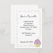 Babysprinkle-Dusche Einladung Lila Cupcake (Vorne/Hinten)
