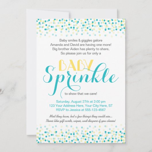 Babysprinkle-Einladung ・ Confetti-Design Einladung (Vorderseite)