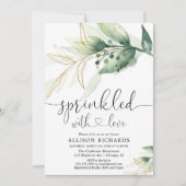 Babysprinkle geschlechtsneutrales Grün Gold Einladung (Vorderseite)