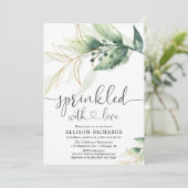 Babysprinkle geschlechtsneutrales Grün Gold Einladung (Stehend Vorderseite)