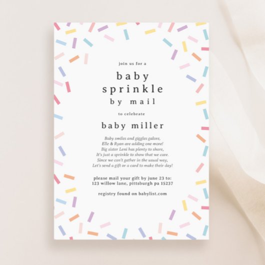 Babysprinkle mit Sprinklen in großer Entfernung Einladung