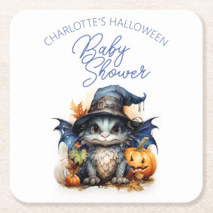 Babyspülung Watercolor Halloween Kinderdusche Rechteckiger Pappuntersetzer