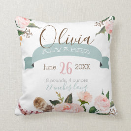 Babystatistiken von Boho, Kopfkissen für die Gebur Kissen