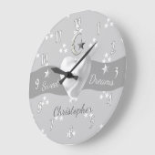 Babysterne und Mond mit Namen Große Wanduhr (Winkel)