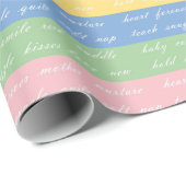 Babystreifen Pastellwörter Geschenkpackung Geschenkpapier (Rolleneckpunkt)