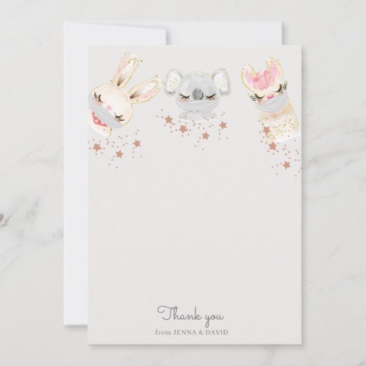 Babytiere Gesicht Maske Baby Dusche Danke Karte (Vorderseite)