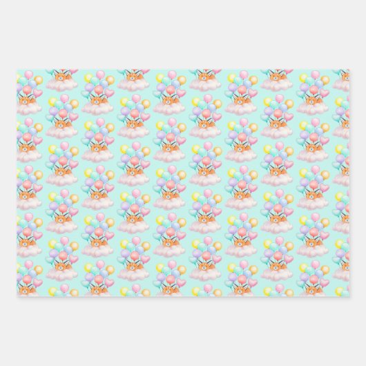 Babytiere in den Wolken Geschenkpapier Set (Vorderseite)