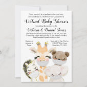 Babytiere maskieren Covid Drive mit Babydusche Einladung (Vorderseite)