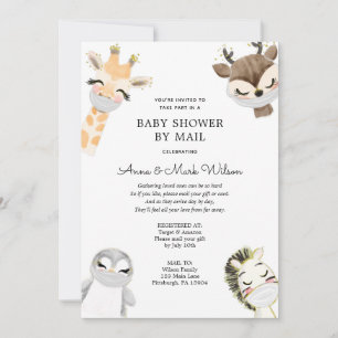 Babytiere mit Masken Baby Shower per Posteinladung Einladung