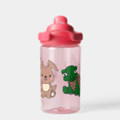 Babytiere tragen den Namen des Kindes in Rosa Trinkflasche (Rückseite)