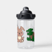 Babytiere tragen Kindername Pink Water Flasche (Rückseite)