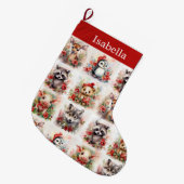 Babytiere tragen Niedlichen Weihnachtsnamen hinzu Großer Weihnachtsstrumpf (Vorderansicht (hängend))