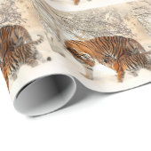 Babytiger und Tigermamma in einem schneebedeckten Geschenkpapier (Rolleneckpunkt)