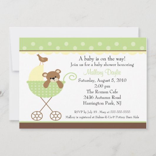 Babytragen Neutrale Babydusche Einladung (Vorderseite)