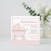 Babytragetücher-Babydusche in Rosa Einladung (Stehend Vorderseite)