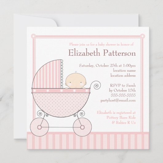 Babytragetücher-Babydusche in Rosa Einladung (Vorderseite)