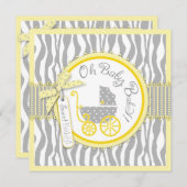 Babyträgt, Zebra Print & Yellow Baby Dusche Einladung (Vorne/Hinten)