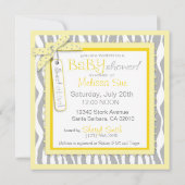 Babyträgt, Zebra Print & Yellow Baby Dusche Einladung (Rückseite)