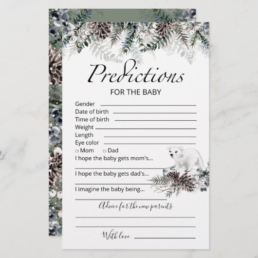 Babyvorhersage - Karte Winterbabydusche (Vorne/Hinten)