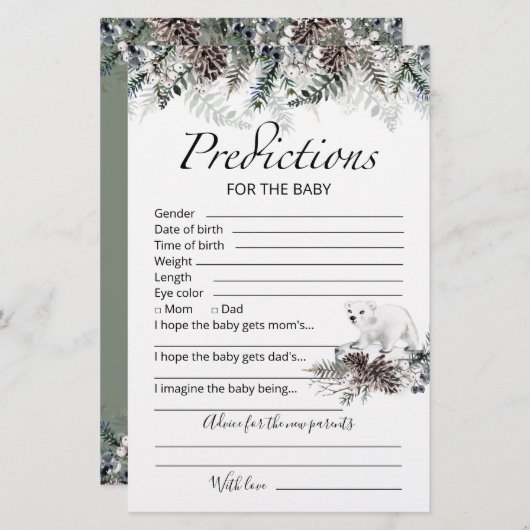 Babyvorhersage - Karte Winterbabydusche (Vorne/Hinten)