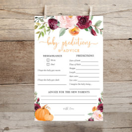 Babyvorhersage Ratenkarte fallen Babydusche