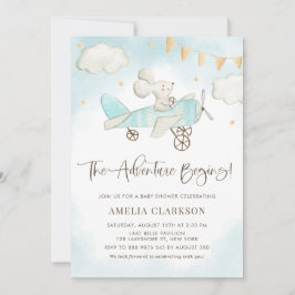 Babywaage Watercolor Airplane Blue Baby Dusche Einladung