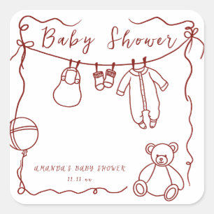 Babywäsche Babydusche Quadratischer Aufkleber